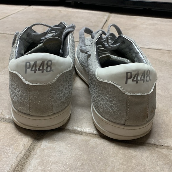 P448 John Metallic Leopard Print Suede Leather Low Top Sneakers - Picture 6 of 16